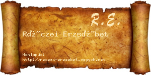 Réczei Erzsébet névjegykártya